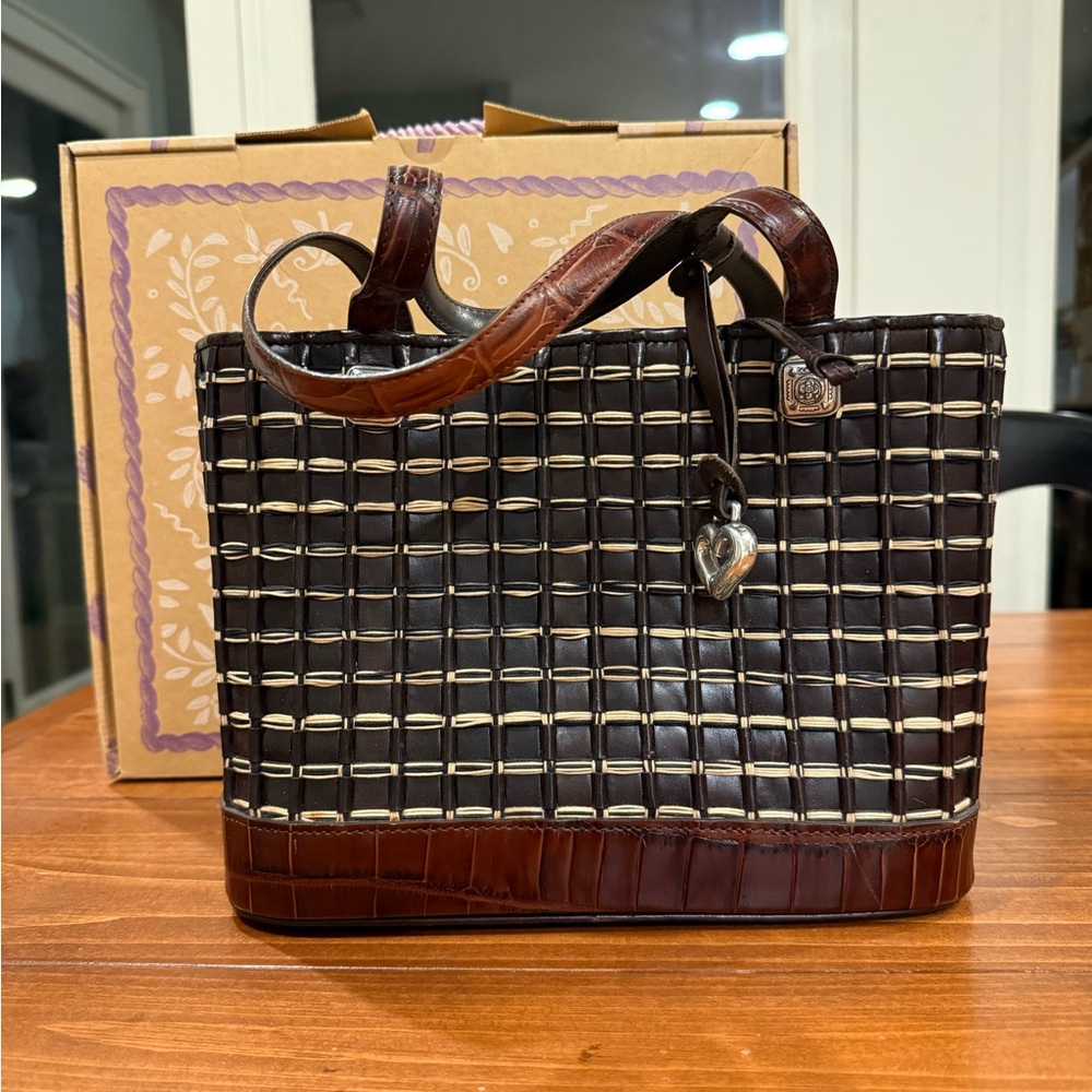 Brighton Brown and Cream Woven Tote Bag